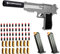 AGDLLYD Spielzeugpistole, Wüstenadler, Kinder Pistole mit Schalldämpfer, Schaumstoff-Blaster, 40 Darts, 1:1 Spielzeugpistole-Look echt, für Sicherheitstraining oder Spiel (grau)