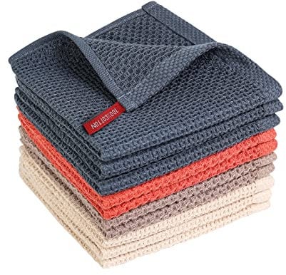 SFTXEY Geschirrtücher 100% Baumwolle (10er Set) 30 x 30 cm Weiche Handtücher Saugfähige Lappen Reinigung Küchentücher, Gemischte Farbe