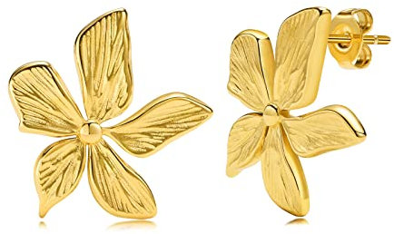 VNOX Chunky Ohrringe Gold Plated Dupes Goldene Ohrringe Damen Tropfen Ohrringe Drop Earrings for Women Hoop Earrings Creolen Schmuck Geschenke für Frauen Freundin Mutter Hochzeit Geburtstag