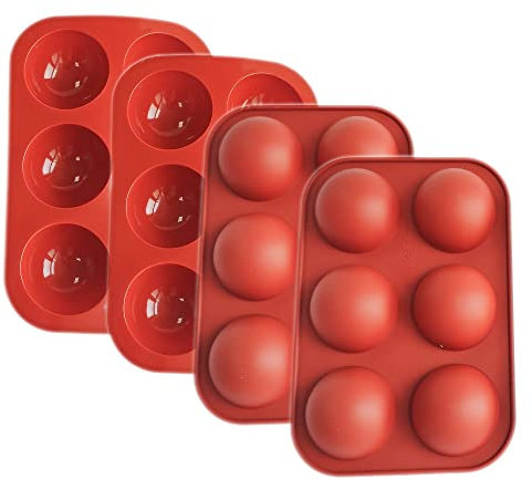 4 Stück Klein Silikonform Kugel,6 Löcher Silikonform Rund 5cm,Halbkugel Backform,Silikonform Halbkugel für Schokolade, Kuchen, Gelee, Kuppel-Mousse