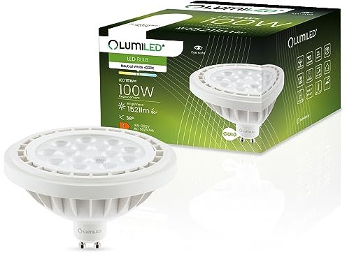Lumiled LED-Leuchtmittel ES111 GU10 Fassung Spot Strahler Spannung 230V 15W (Entspricht Halogen 100 Watt) Neutralweiß 4000K 38 Grad Abstrahlwinkel weiß 1521 Lumen Ra>80