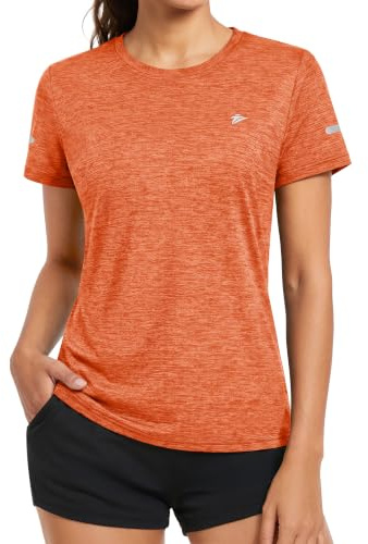 KEFITEVD Women's T-Shirt Short Sleeve Gym Sports Tops Summer Running T Shirts Lightweight Quick Dry Yoga Top Ladies Activewear