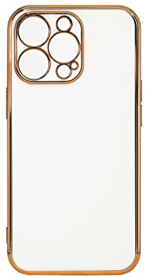 COFI 1453 Lighting Color Case Schutz-Hülle mit Kameraabdeckung Schutz Rahmen kompatibel mit iPhone 13 Pro Max Weiß-Gold