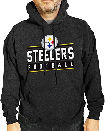 NFL True Fan Hoodie - Tagless Hooded Sweatshirt (Pittsburgh Steelers - Black, Adult Small)