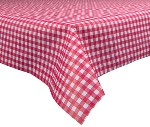 Sensalux LandhausTischdecke, Karo Rot-Weiß 1,5 m x 3 m | stoffähnliches Vlies, italienischer Landhausstil, abwaschbar, wasserabweisend, Tischdeko für Party Event Catering