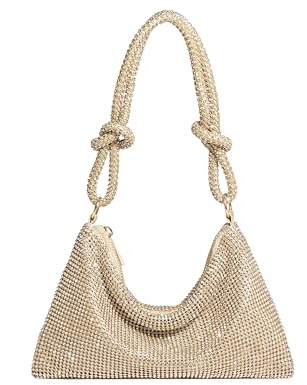 YUWITA Rhinestone Purse for Women Evening Bag Glitter Sparkly Mini Handbags (Gold)