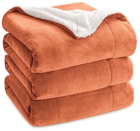 Bedsure Sherpa Fleece Throw Blanket - Thick, Large, Mango, King, 230x270cm | Sherpa Blanket, Fluffy, Super Soft, Cosy, Fleece Sofa Throw, Thick and Warm, Family and Pets, Home Decor