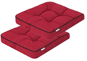 shivler Gartenstuhlauflage Gartenstuhl Auflage Sitzkissen Stuhlkissen Stuhl Sitzauflage Kissen (2 Stck., Rot)