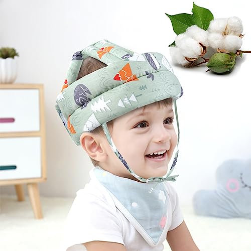 Casco Seguridad Bebe, Protector Cabeza Bebe de Algodón,Protector Cabeza Bebe, para Bebés de 6 a 15 Meses que Aprenden a andar y a Sentarse,Enviar 4 piezas Guardias Esquina Para Niños