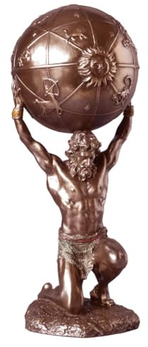 Parastone Deko-Figur Titan Atlas mit himmlischer Sphäre bronziert Deko-Artikel, Bronze-Optik, Detailreiche Dekofigur für Wohnzimmer, Büro & Sammler, H: 29 cm