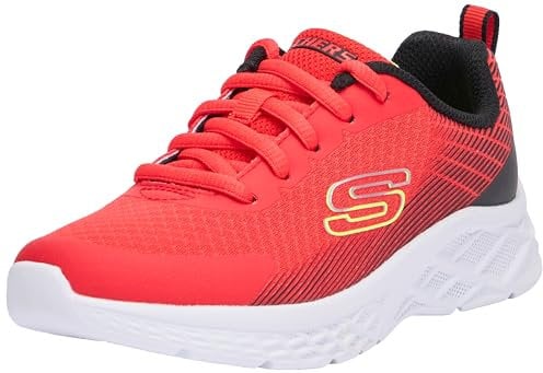 Skechers Boys, Zapatillas Niños, Red Textile Synthetic Black Trim, 27.5 EU