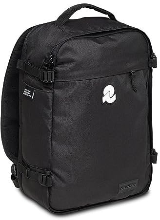 Invicta Zaino Viaggio TRAVEL, Zaino, Valigia, Bagaglio a Mano, Tasca Porta PC, Tasca Porta Borraccia, Cinghia Torace Regolabile, Fascia Aggancio Trolley, Nero (Jet Black)