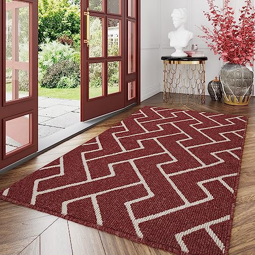 Biscpro Indoor Door Mats,119x180cm Door Mat Non Slip Backing,Dirt Trapper Mat Absorbent Non-Slip Doormat for Entrance,Inside,Kitchen,Front Back Door,Pets and Garden-Red