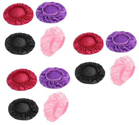 minkissy 12 Stk Seidenhaarschal Zum Schlafen Haubenkappe Aus Satin Haarhaube Zum Schlafen Kopftuch Aus Seide Zum Schlafen Seidenhaarwickel Zum Schlafen Schlafhaube Seidentuch Damen Nachts