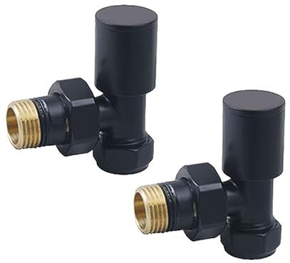 EcoSpa Manual Round Radiator Valve - Angled - Black (Pair)