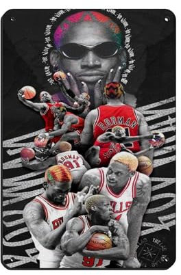 Dennis Rodman Poster Basketball Star Poster (10) Blechschild Vintage Metall Pub Club Cafe Bar Home Wandkunst Dekoration Poster Retro 20 x 30 cm