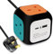 EXTRASTAR 4 Way Cube Extension Lead 1.5M, Power Cube Usb C 3120W, Cube Plug Extension with 2 Usb Ports(5V/3.4A) for Home Office Dorm and Travel - Black Colorful