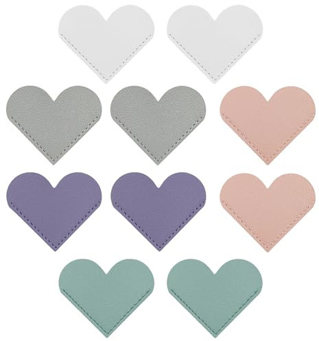 10 Stück Herzförmige Leder Lesezeichen, Seiten Leder Lesezeichen, Kreative Leder Liebes Lesezeichen, Buchzubehör für Frauen, Kinder, Buchliebhaber (Fünf Farben)