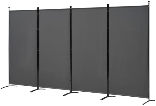 Spurgehom Raumteiler, 4 Paneele, faltbarer Sichtschutz, freistehend, Stofftrennwand, tragbare Raumteilung, Wandteiler für Zuhause, Büro, Zimmer, Restaurant, 345,4 cm B x 182,9 cm H (Grau)