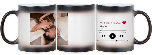Wanapix | Tazza Magica Personalizzata Spotify con Nome| Regali Originale Coppia | Fidanzati/Lui e Lei | Tazze colazione coppia | 325 ml | Song