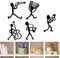 WKRTDY Musikband Wandtattoos (5 Stück) – Schwarze Wanddekoration für Büro, Wohnzimmer, Esszimmer und Küche – Noten, Drum-Prints, tanzende Figuren – Abnehmbare Musik-Sticker