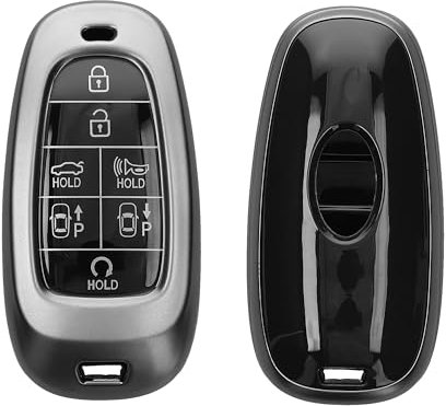 kwmobile Autoschlüssel Hülle kompatibel mit Hyundai 7-Tasten Ioniq 5 Tucson NX4 Santafe - Schlüsselhülle Silikon Cover - Schwarz matt Schwarz