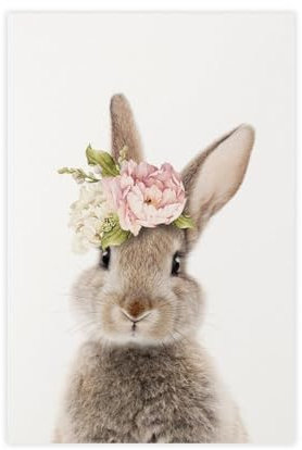 NWGACS Bunny Art Leinwand-Poster, Wandkunst, Dekordruck, Bild Gemälde für Wohnzimmer, Schlafzimmer, Dekoration, ungerahmt, 50 x 75 cm