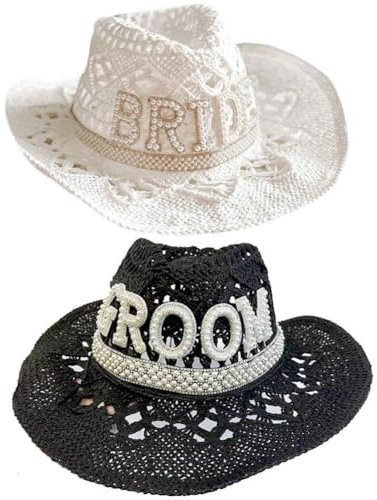 Sombreros De Novia Y Novio, Gorras De Vaquero De Paja, Sombreros De De para Boda, Sombrero para De Verano, Regalo De Fiesta De Boda para Mujeres Y Hombres