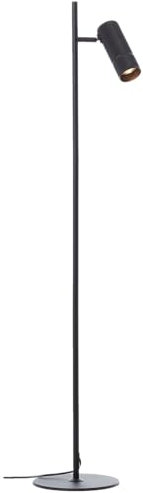 Lightbox LED Stehlampe | 130 x 22 x 24 cm | Standleuchte als Leselampe mit Fußschalter | schwenkbar | inkl. wechselbarem LED (GU10, 350 lm, 3000 K)| Wohnzimmer | aus Aluminium in Sand Schwarz