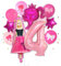 Rosa Geburtstagsdeko 4 Jahre Mädchen Luftballons- Prinzessin Kindergeburtstag Deko Folienballon Happy Birthday Geburtstag Balloon Partyzubehör für Kinder Frauen Cartoon Theme Party Supplies Deko