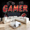Fototapete Gaming-Elemente Tastatur Kopfhörer Maus Tapete 350x256 cm 3D Vlies Wanddeko Wallpaper Wandtapete Dekoration Study Zimmer Wohnzimmer Restaurant Cafe