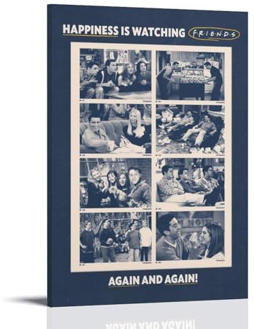 EGLOBICH Friends Rewatch Addict TV Show Poster decorativo da parete estetica su tela poster 50 x 75 cm con cornice - Friends Rewatch Addict