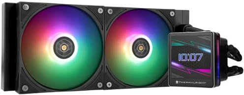 Thermalright Grand Vision 240 ARGB Schwarz AIO CPU Flüssigkeitskühler, IPS LCD-Bildschirm mit 480x480 Auflösung, für AM5/Intel LGA1851/1700, '3,4 Zoll' Magnetabsorbierender LCD-Bildschirm für Bilder