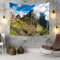 KnSam Tapisserie, Berg Himmel Landschaft Wandteppich Landschaft Natur Wandtuch Polyester Heimdekorationen für Schlafzimmer Kinderzimmer, Blau Grün Braun, 210x140cm