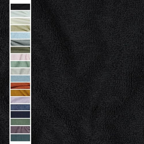 VmG-Store Frottee Stoff Meterware 15 Farben zum Nähen Bademantel Frotteestoff 145cm Breite (001 I Schwarz)