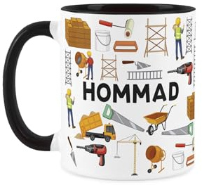 Purely Home Custom Labourer Mug - Humourous Workmen Tradies Novelty Gift - Tea/Coffee Black Ceramic Cup Personalised Present for Labourers