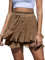 CheChury Short Femme Été Fluide Chic Shorts Ourlet à Volants Shorts Floral Imprimé Été Femme Shorts de Plage Taille Haute Short Sport Grande Taille Pantalon Court Décontracté Short Bermuda avec Poche