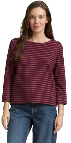 Tom Tailor Damen Langarmshirt mit Knopf-Details | Bio-Baumwolle | nachhaltige Materialauswahl | Loose Fit | Rundhals | 3-4 Ärmel | unifarben | atmungsaktiv | Kordel
