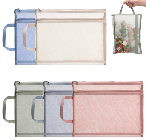Mayoii Large 10-Pack Toy Storage Bags – A4 Zip Lock Bags, Colored Double-Layer Nylon, Breathable See-Through with Handle Pocket for Lego, Building Blocks, Puzzle, Board Game Storage (5)