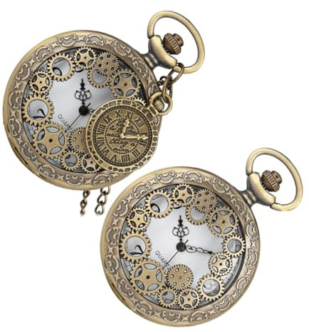 VERDANVERSE 2pièces Montre à Vintage avec Romain Et Design De Roue Dentée Pendentif Classique pour Hommes Et Femmes pour Et Occasions Spéciales