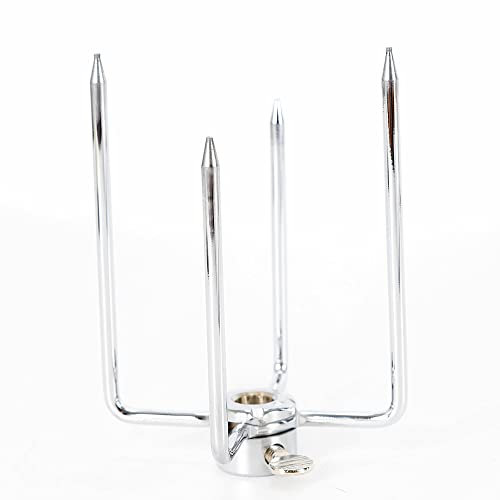 4 pcs Fleischnadeln Edelstahl Vierfach-Fleischklammer, Universal Rotisserie Drehspieß-Zubehör, zur Fixierung von Grillgut