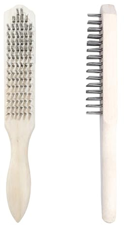 2 Pack Wire Brush, Heavy Duty Beechwood Handle Steel Wire Brushes | Clean Metal Brush for Rust Paint Welding Slag Removal, Automotive Metal Cleaning Tools