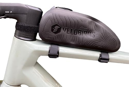 VELObirds® Bikepacking Oberrohrtasche, Rahmentasche, 1 Liter, 100% Wasserdicht - Top Tube Bag - verschraubbar - für Gravelbike, Rennrad, MTB, Fahrradtasche