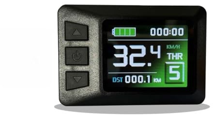 Violiica KT-LCD7C E-Bike Display Wasserdicht Fahrradcomputer mit Geschwindigkeit, Akku & Kilometerstand für 36V KT Controller Schwarz