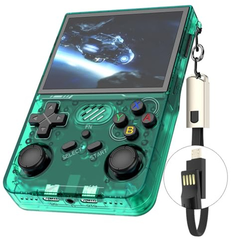 RetroPro R36xx Console de Jeux Portable WiFi Console Rétro Portable 3.5'' IPS HD, 20000+ Jeux Classiques, Émulateurs Multi-Plateformes, Batterie 3000 mAh, pour Adultes & Enfants (Vert, 64, Go)