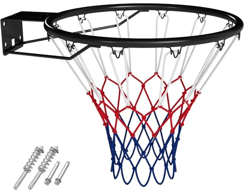 COSTWAY Ø45cm Basketballkorb Indoor, Mini Basketball Korb wetterfest für Wandmontage, Basketballring mit Ring & Netz, Basketball Hoop Outdoor für Kinder & Erwachsene
