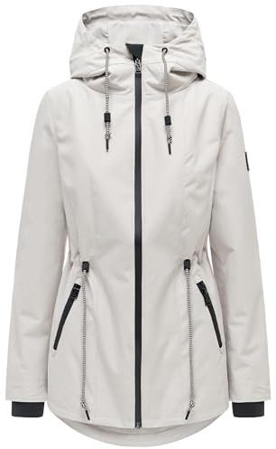 Navahoo Damen leichte wasserdichte Übergangsjacke kurze Jacke mit wasserdichtem Verschluss, Taillenzugkordel und verstellbarer Kapuze Blumentanz 14 S-3XL