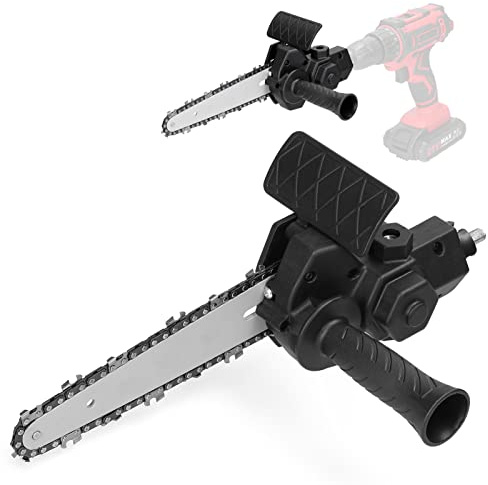 Yechiry 6 Inch Electric Drill Chainsaw, Attachment Chainsaw Conversion Kit, ChainsawAdapter with Auxiliary Handle Lightweight Easy to Modify for 6-13mm Three-Jaw Collet Drill (Black)