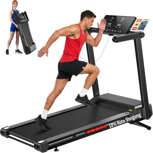 JOLAUF Laufband Klappbar mit Steigung für intensives Workout | 7%-18%Steigung,2.5-4.5-PS-Motor,12-16km/h,APP,LED-Display,bis 136-180kg,Dämpfung