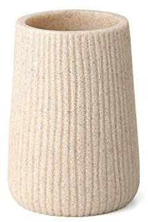 TATAY 6360100 - Zahnbürsten Tumbler aus Hochwertigem Polyresin, Saigon Kollektion, Sandfarbe